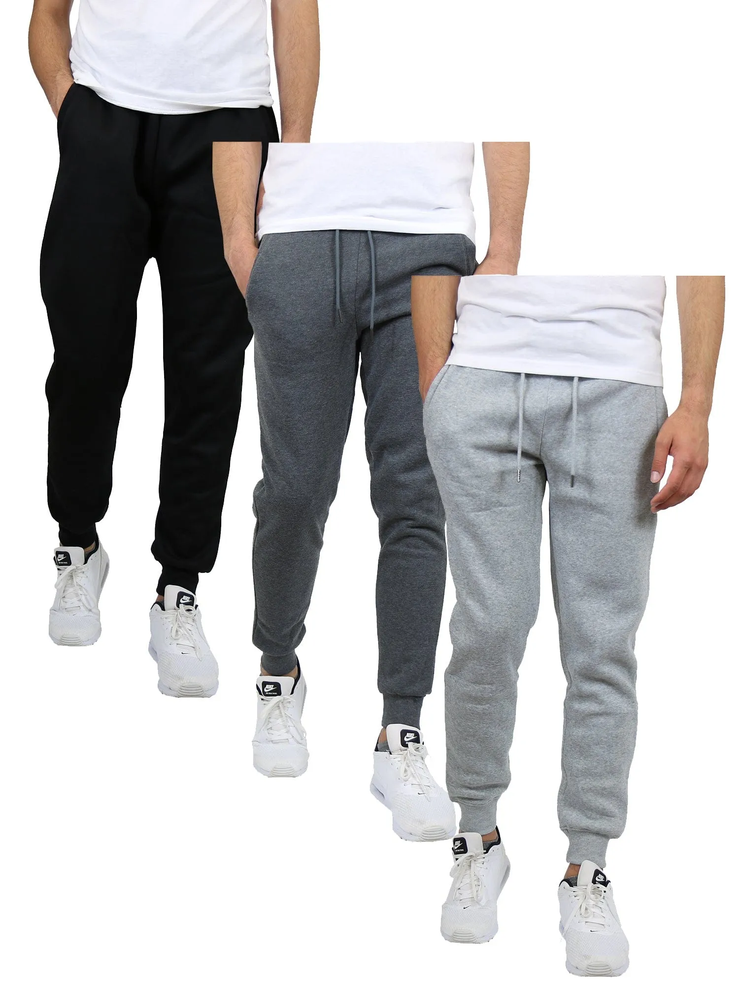 [3-Pack] Men's Slim-Fit Fleece Jogger Sweatpants