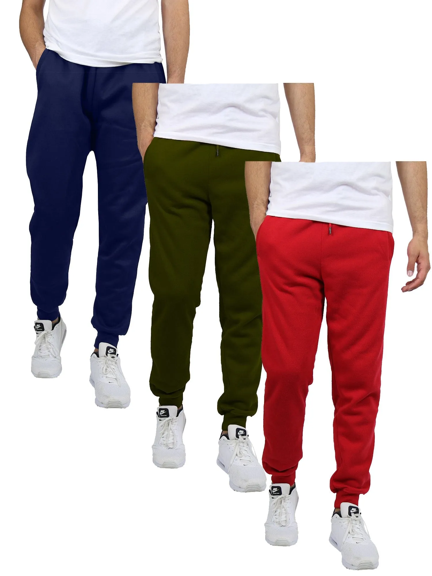 [3-Pack] Men's Slim-Fit Fleece Jogger Sweatpants