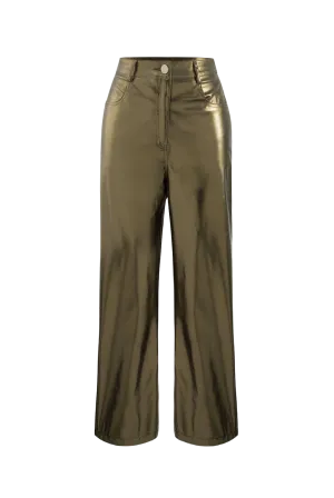 A&A Metallic Straight Leg High Waist Trousers