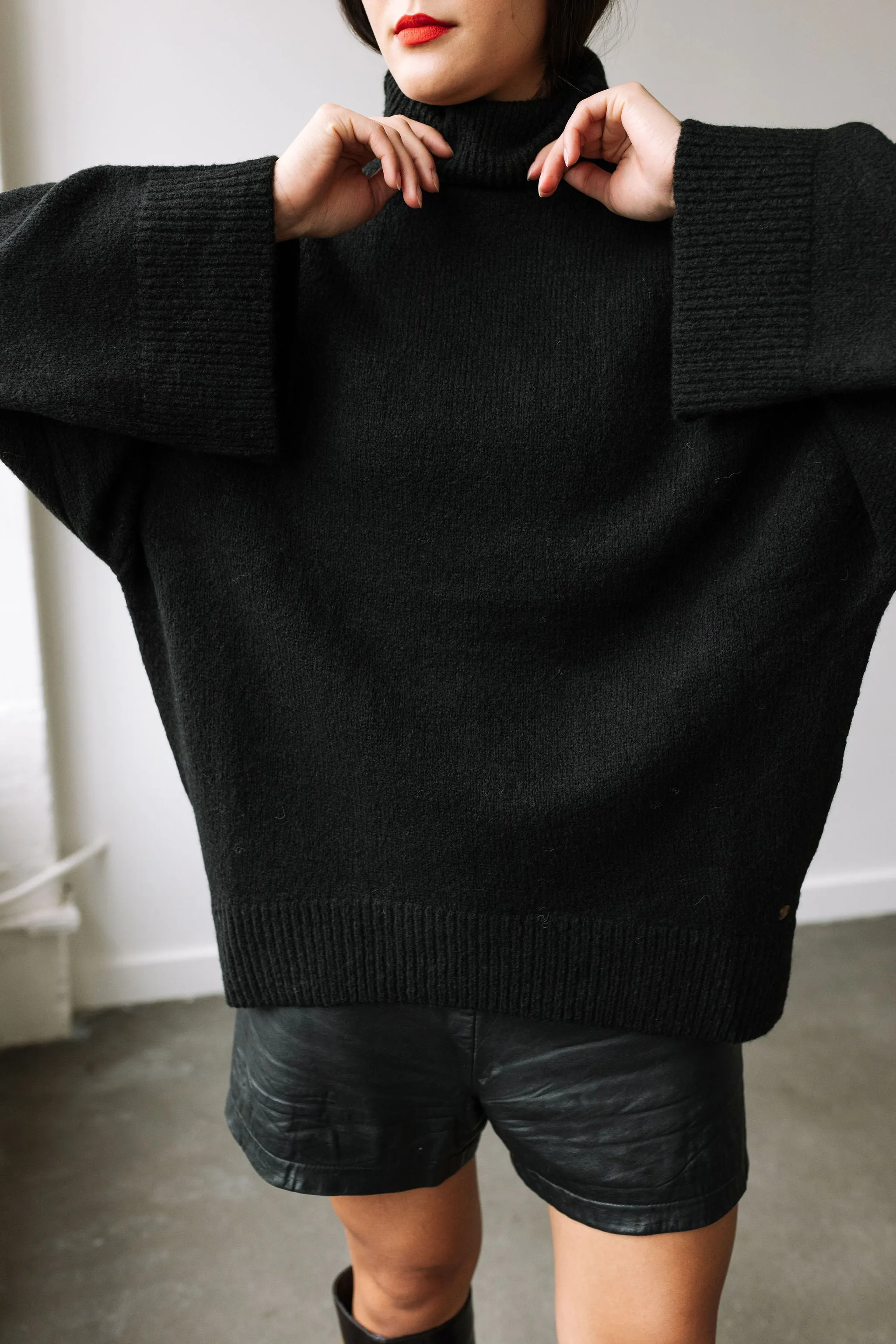 Alpaca and Wool Blend Sweater (Black)