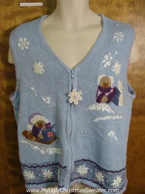 Baby Blue Cute Xmas Sweater Vest