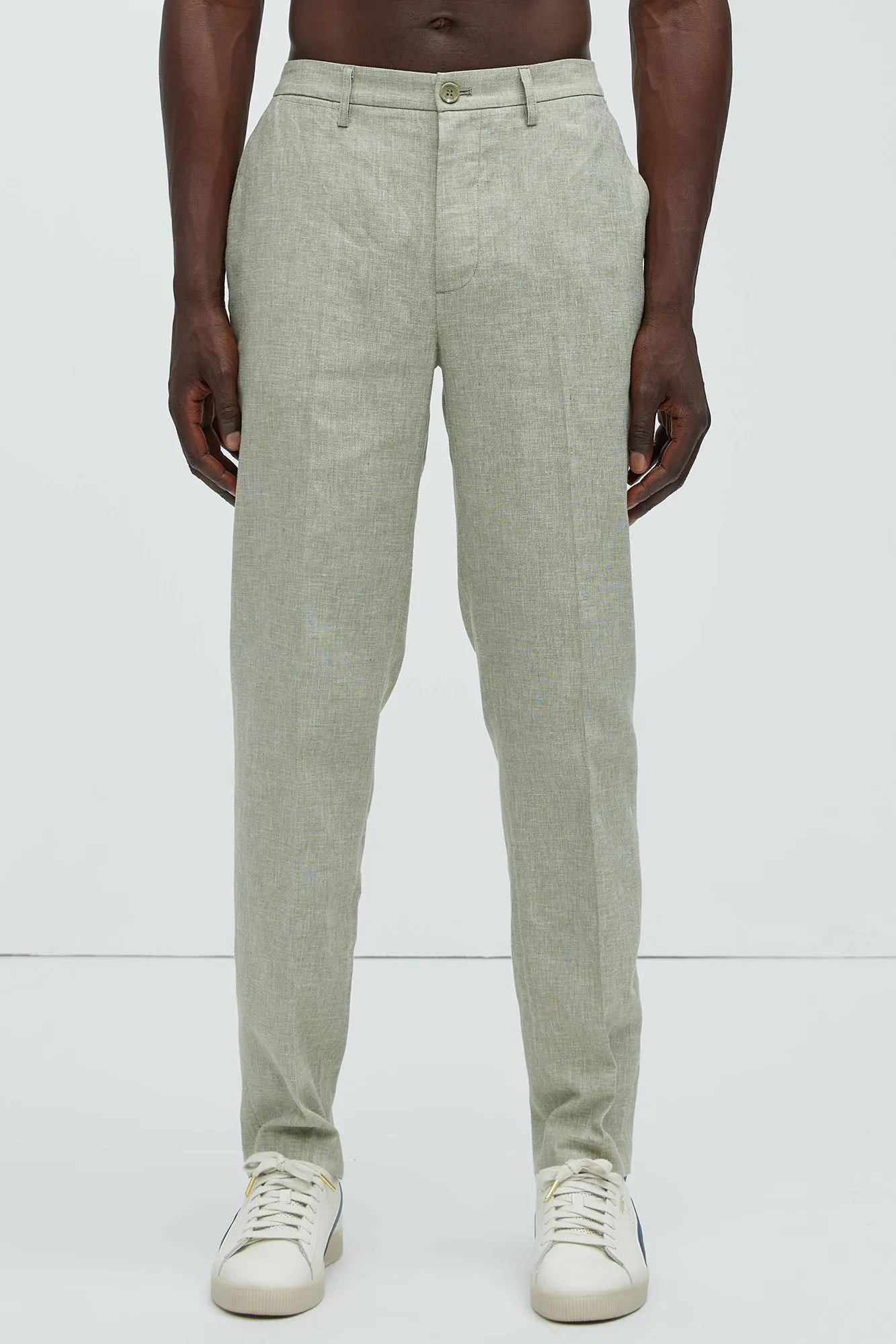 Bahamas Straight Linen Trousers - Green