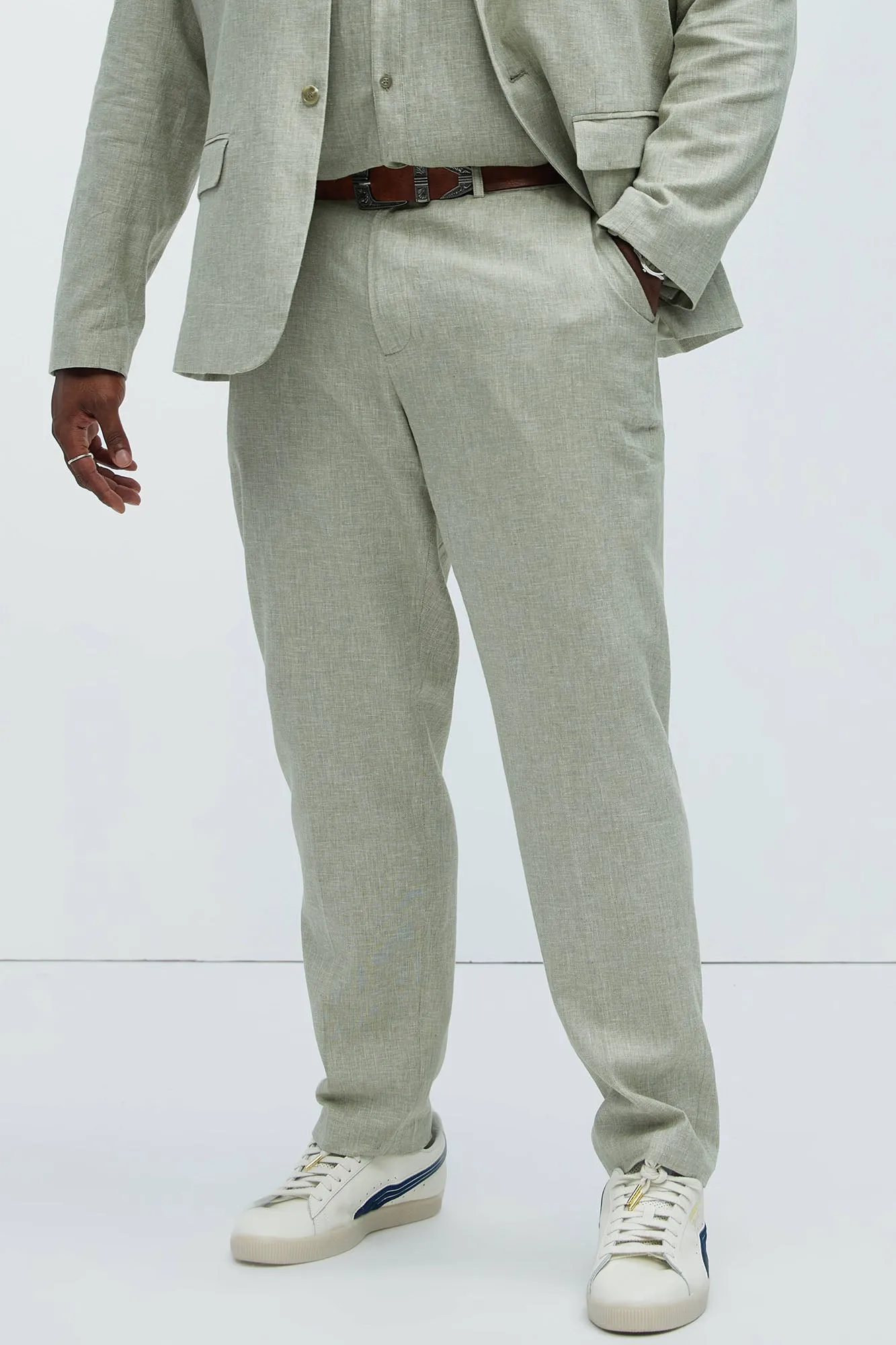 Bahamas Straight Linen Trousers - Green