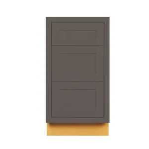 Bathroom Vanity 3 Drawer Base Dark Gray Inset Shaker Cabinets - 21" Deep 12", 15" & 18" Wide