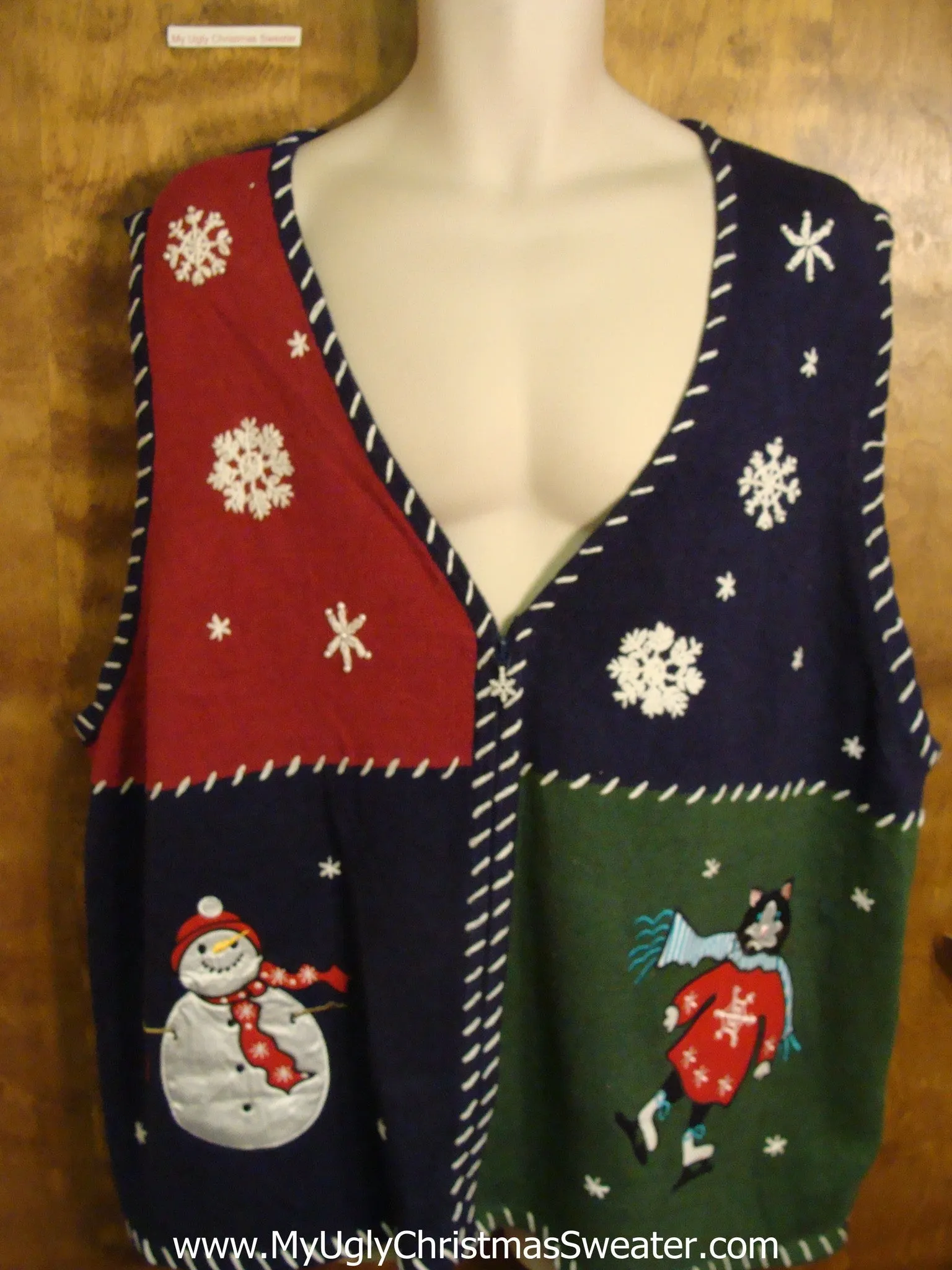 Big SIze Skating Cat Ugly Christmas Jumper Vest 4XL 5XL