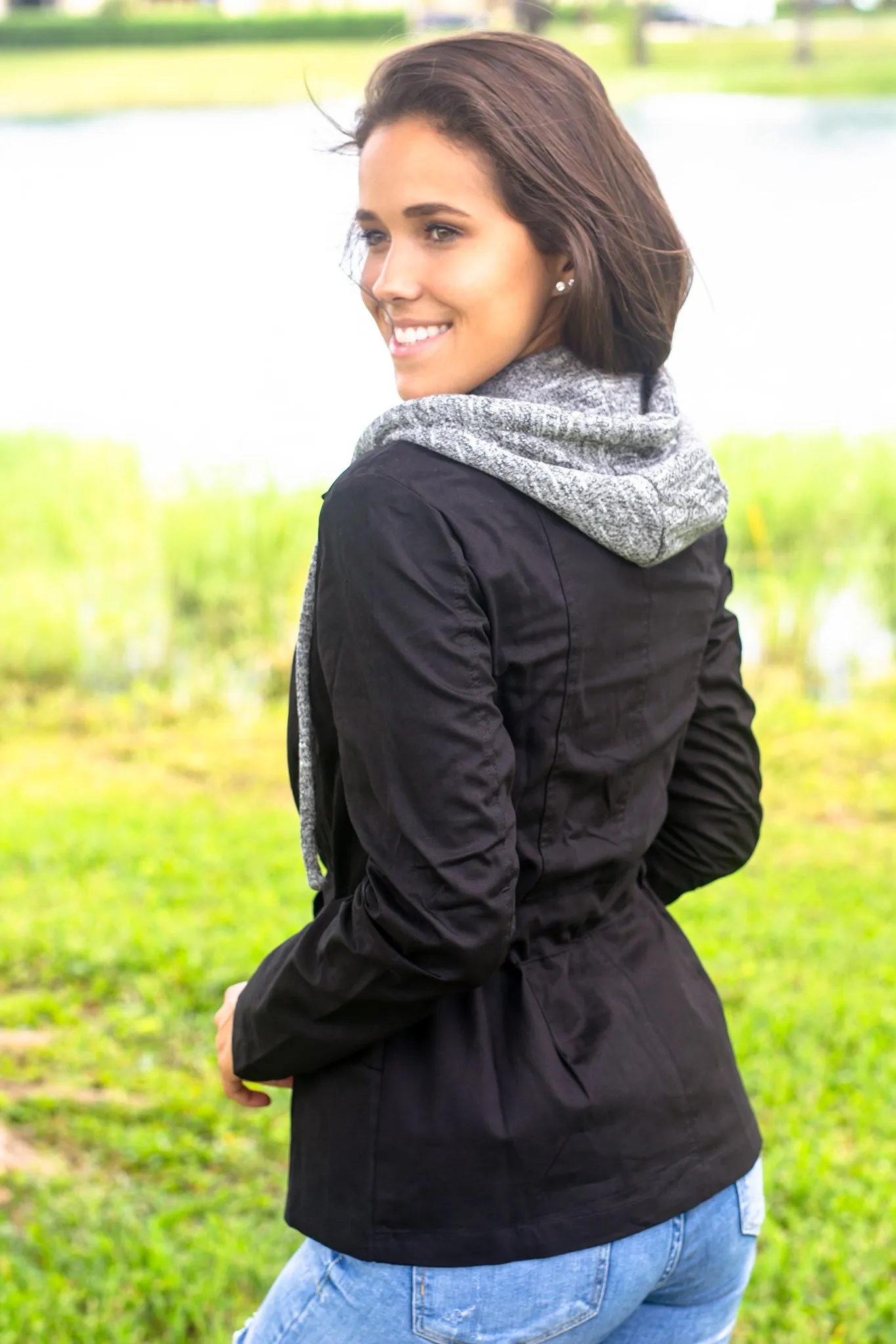 Black and Gray Hooded Jacket