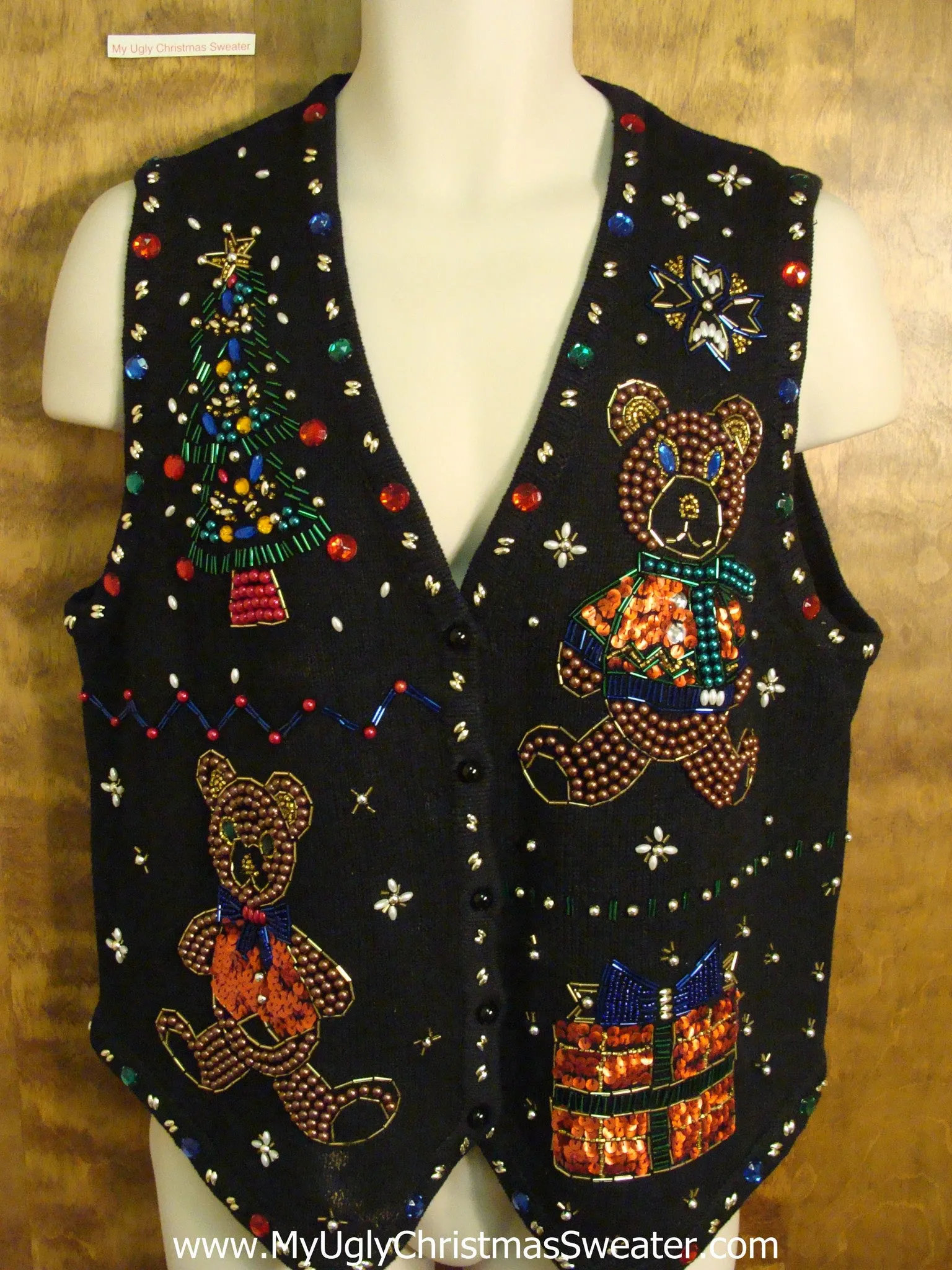 Bling Bears and Tree Holiday Sweater Vest