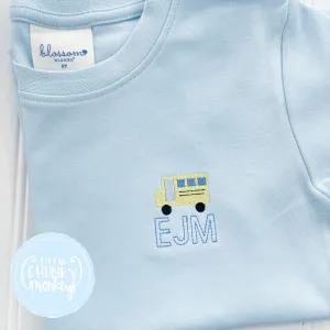 Boy Shirt - Mini Bus on Light Blue Shirt