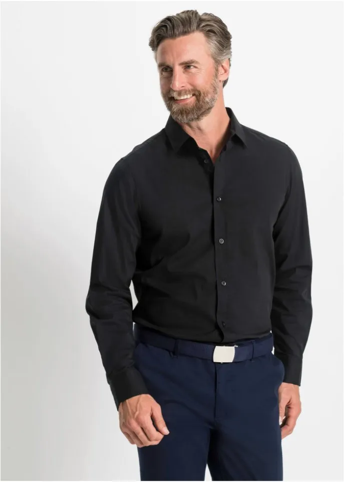 Bpc Selection Slim Fit Stretch Shirt, Black