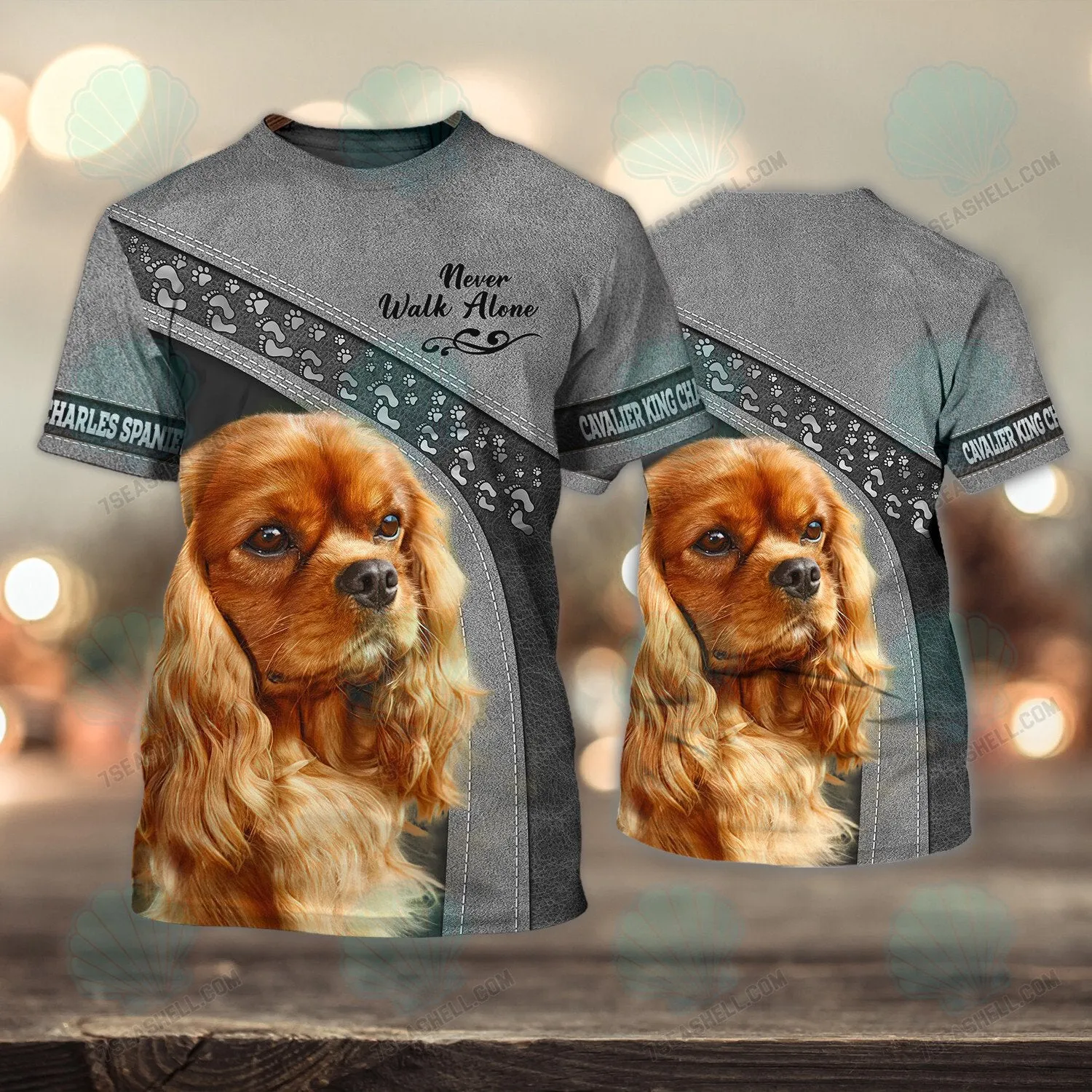 Cavalier King Charles Spaniel Love Never Walk Alone 3D Full Print Shirts, Christmas Shirt for Dog Lovers