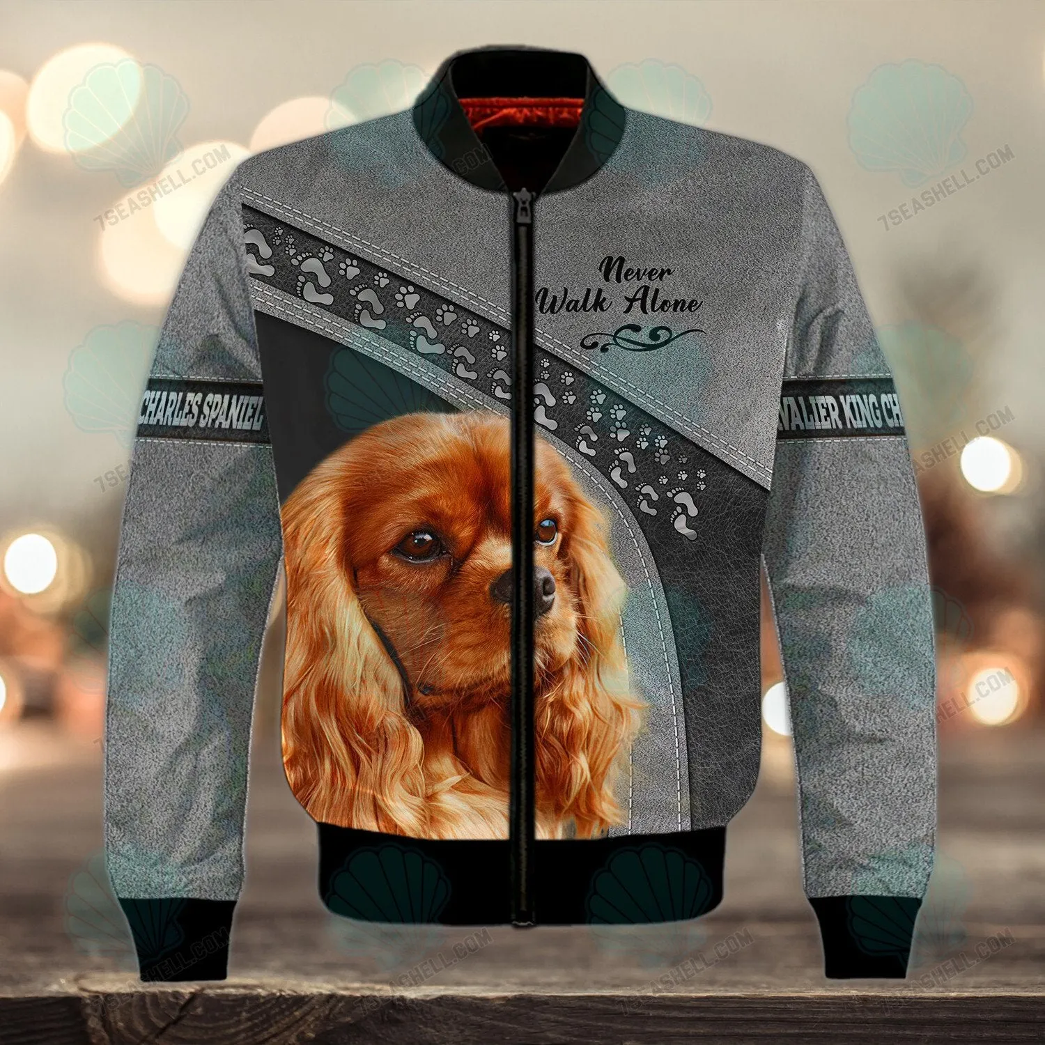 Cavalier King Charles Spaniel Love Never Walk Alone 3D Full Print Shirts, Christmas Shirt for Dog Lovers