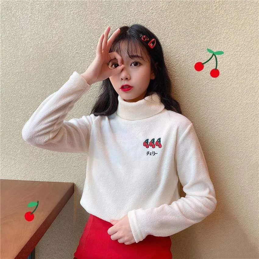 Cherry Turtleneck Sweatshirt