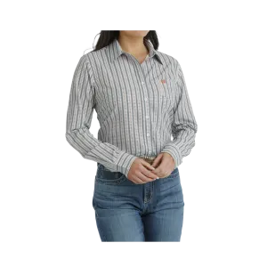 Cinch Women's Arenaflex Button Down Western White Light Blue Shirt