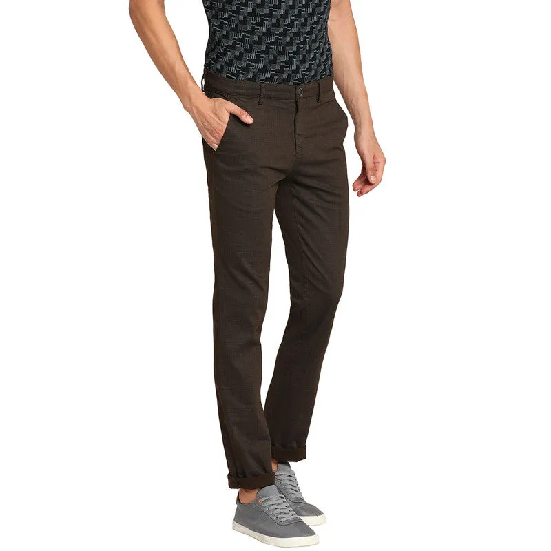 Cotton Brown Solid Narrow Fit Trouser