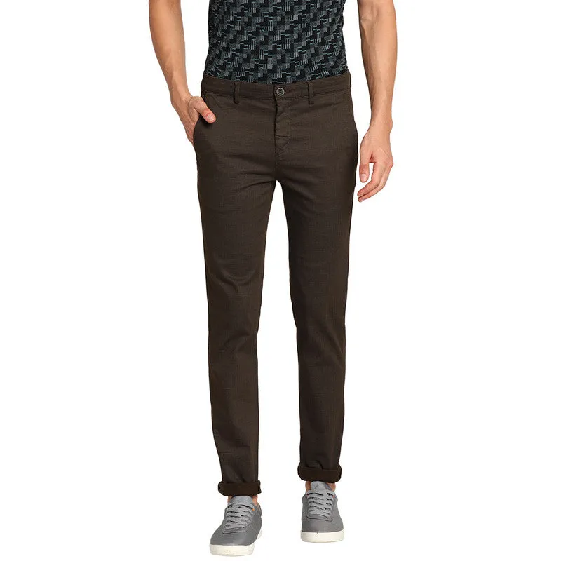 Cotton Brown Solid Narrow Fit Trouser