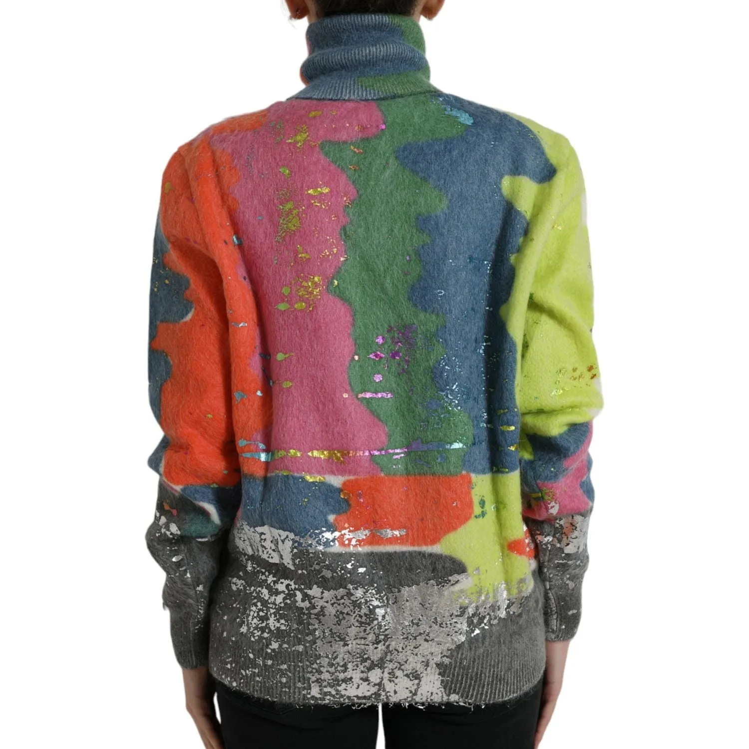 Dolce & Gabbana Multicolor Mohair Turtleneck Casual Sweater