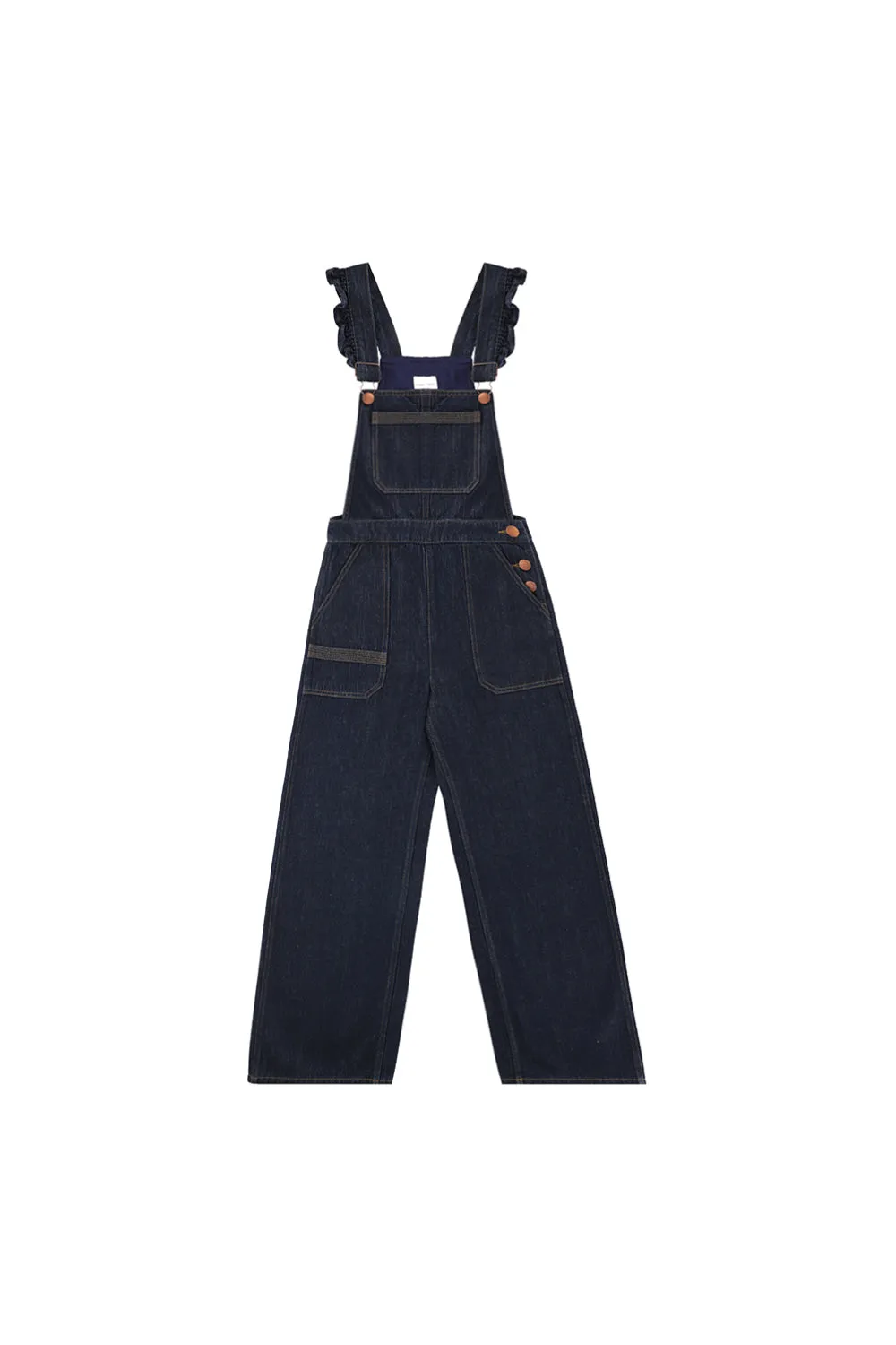 Elodie Frill Overalls in Dark Vintage