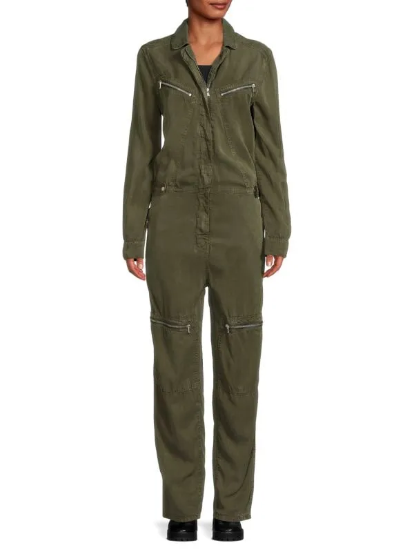 Etienne Marcel long sleeve aviator jumpsuit, tan