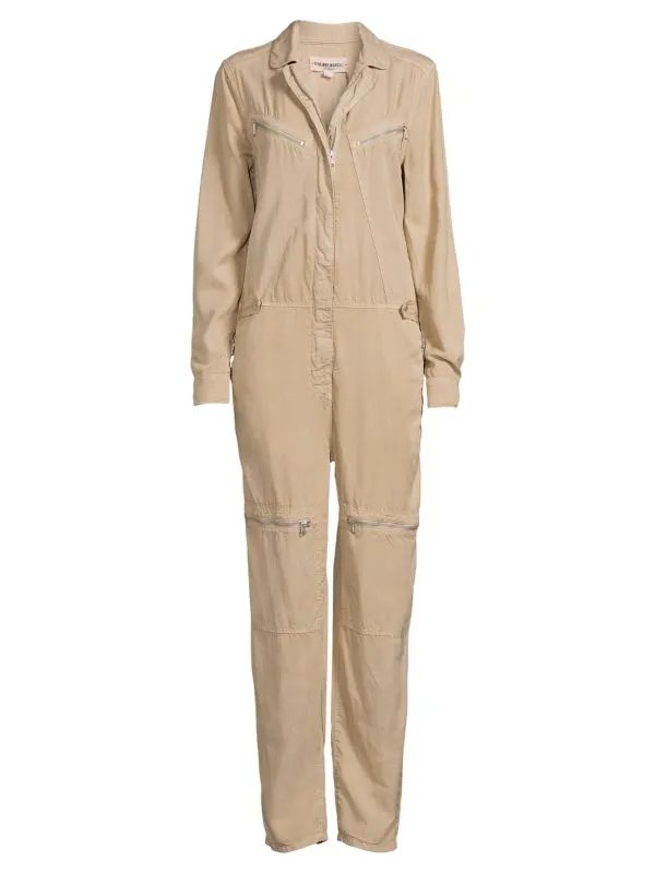 Etienne Marcel long sleeve aviator jumpsuit, tan