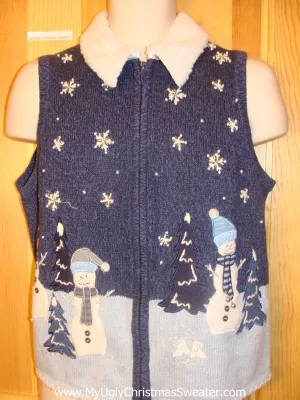 Funny Christmas Sweater Vest Winter Wonderland Snowman