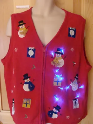 Funny Red Christmas Sweater Vest with Lights