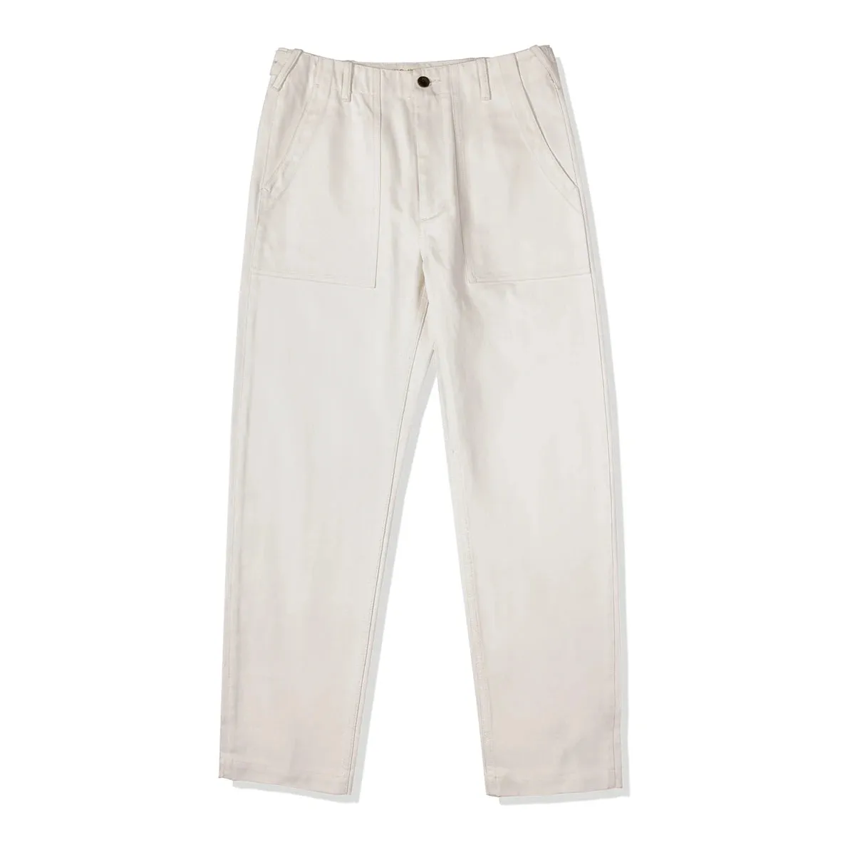 Herringbone Pattern Trousers White Military Style Pants