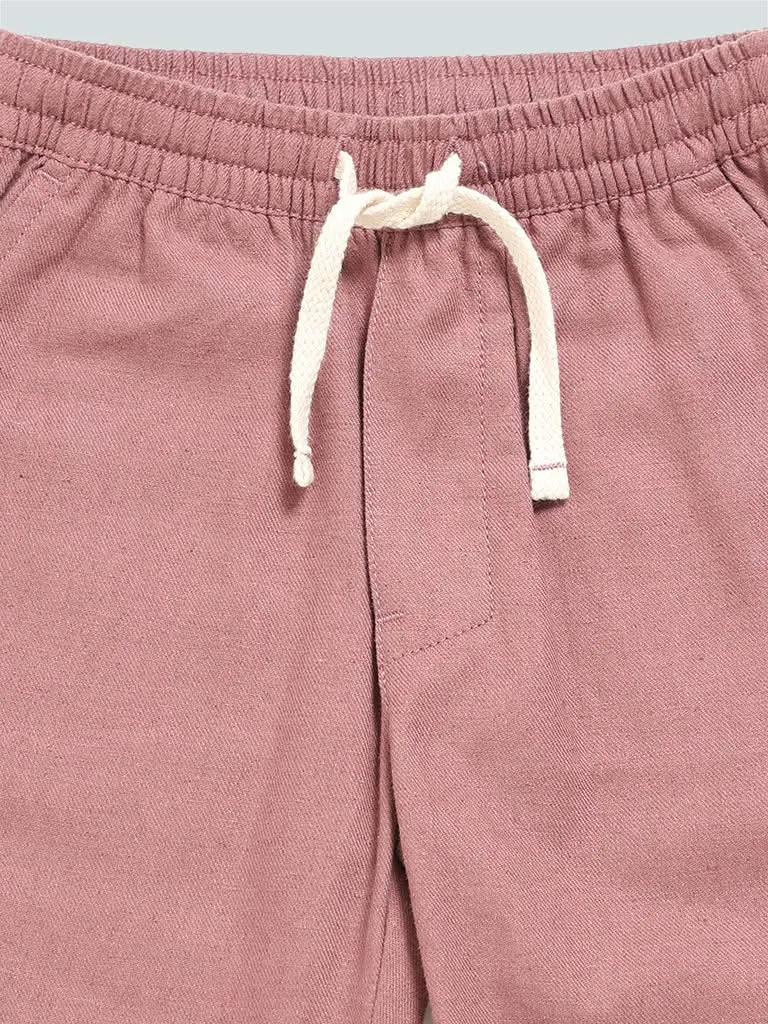 HOP Kids Plain Rose Pink Elasticated Trousers