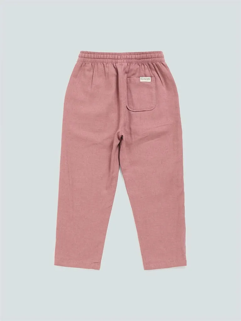 HOP Kids Plain Rose Pink Elasticated Trousers