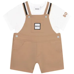 Hugo Boss Baby Boys Brown Overalls Ensemble