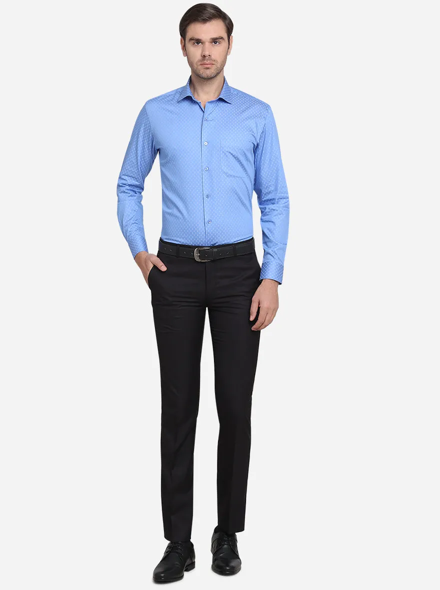 Light Blue Dobby Slim Fit Formal Shirt  | Metal