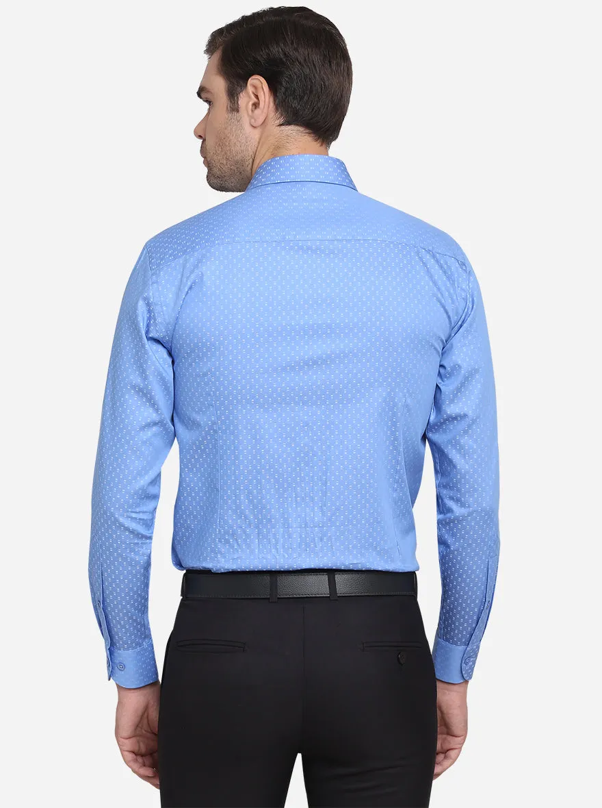 Light Blue Dobby Slim Fit Formal Shirt  | Metal