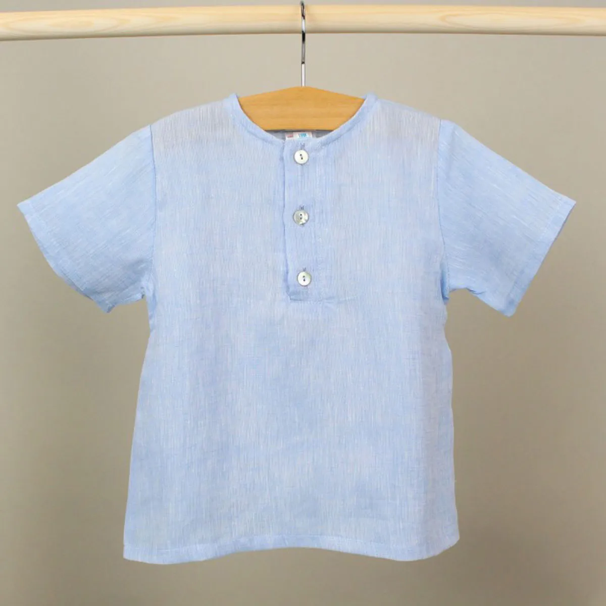 Light Blue Linen Shirt with Buttons