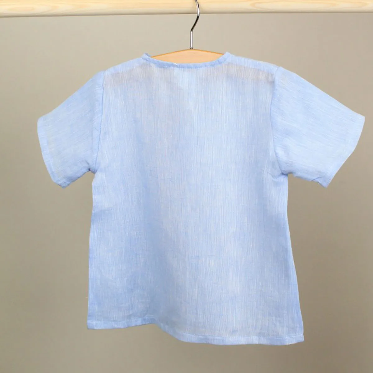 Light Blue Linen Shirt with Buttons