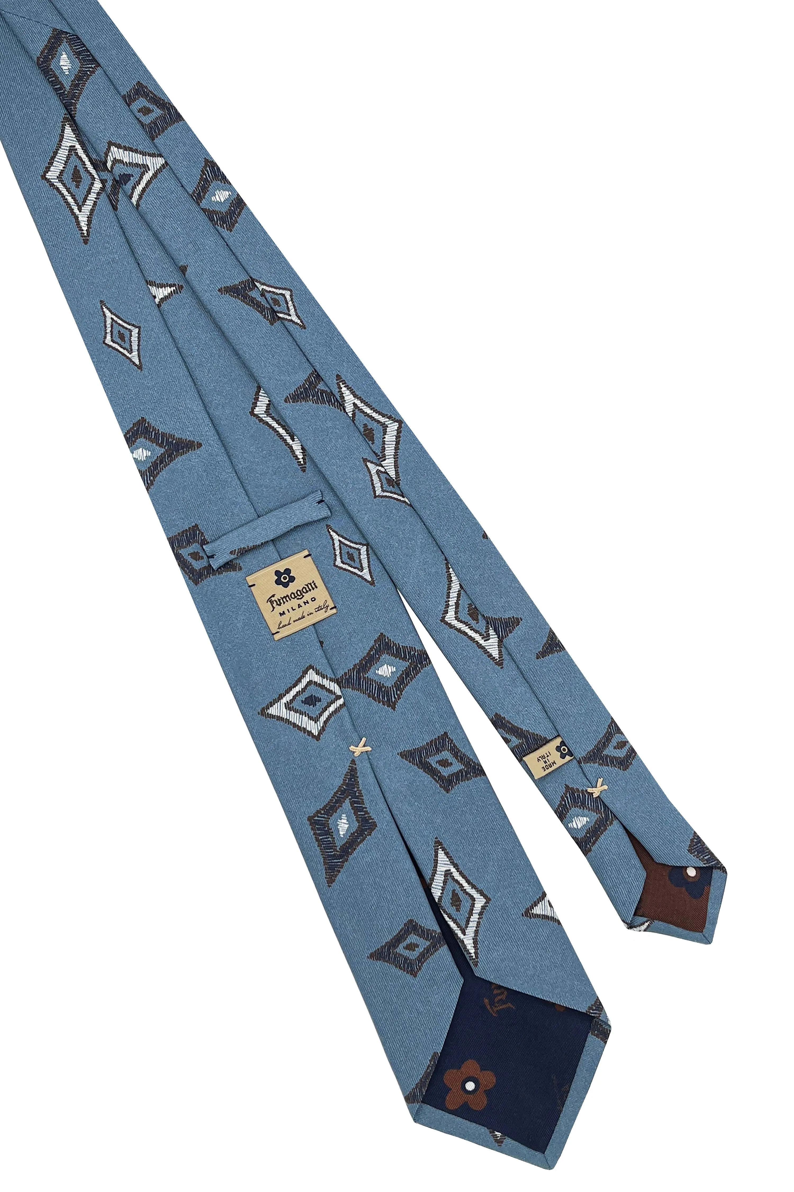 Light blue tie with geometric design