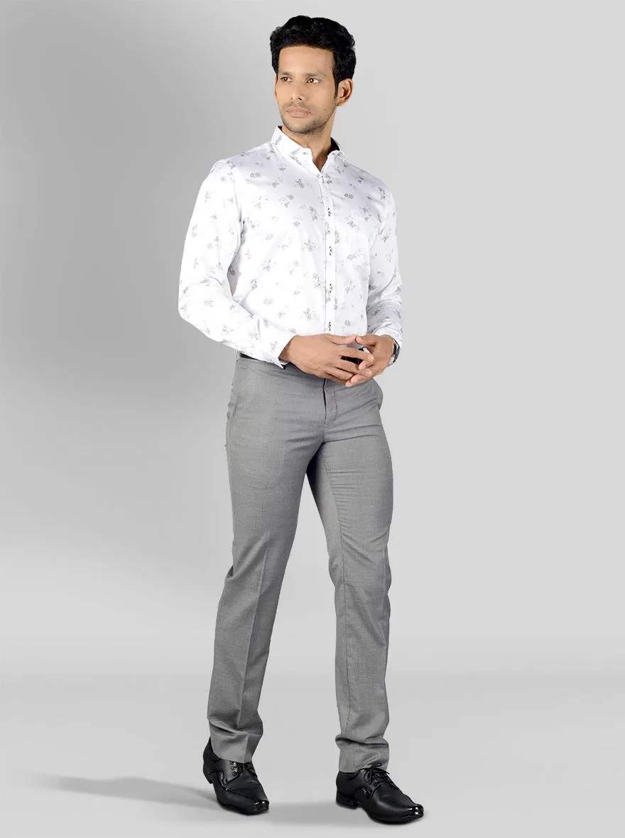 Light Grey Solid Regular Fit Formal Trouser | JadeBlue