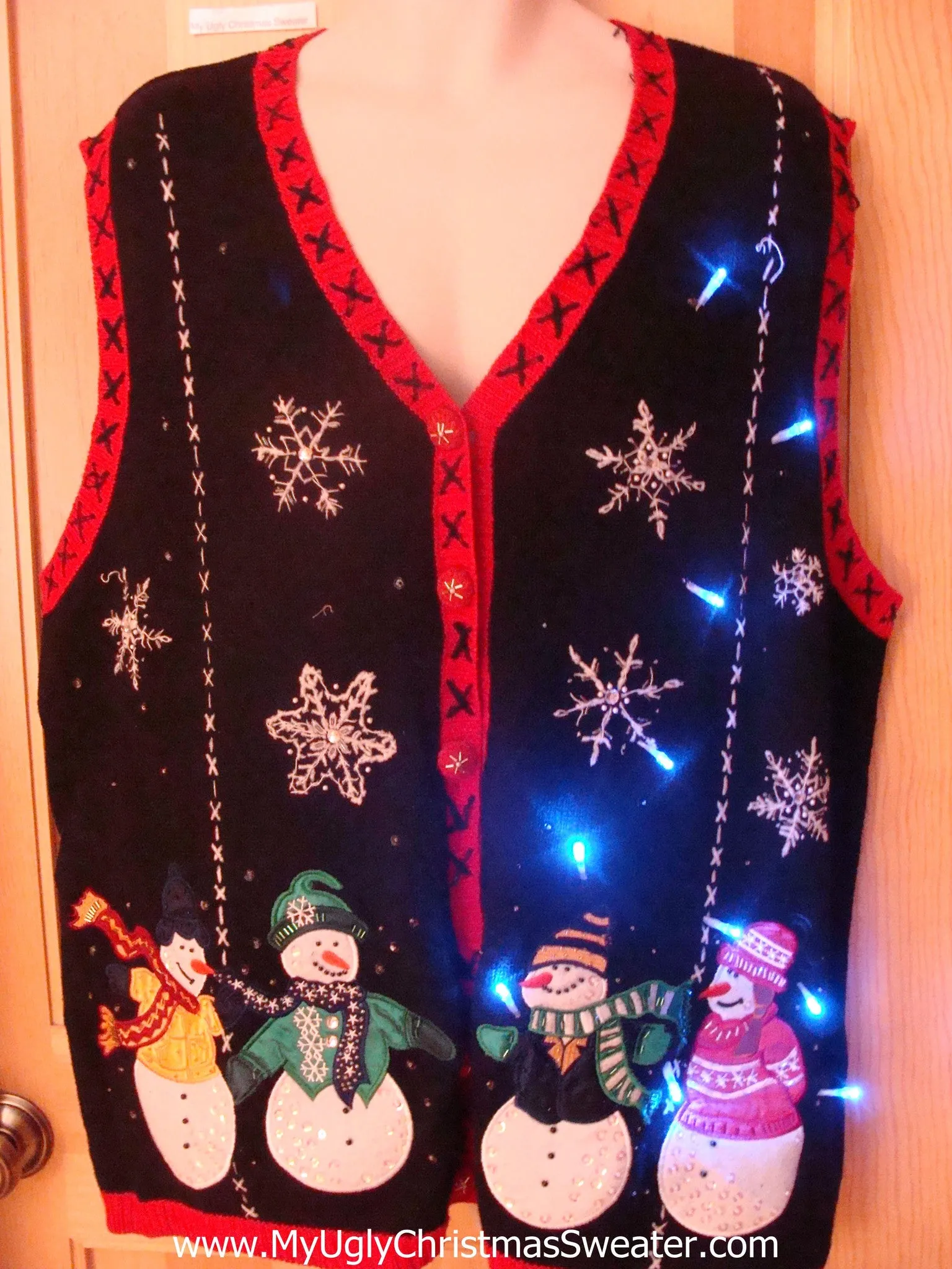 Light Up Christmas Sweater Vest Wm Mens XXL