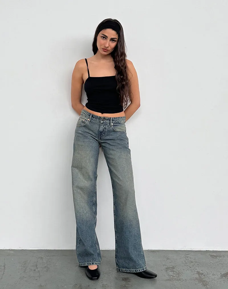 Low Rise Parallel Jeans in Extreme Blue Green