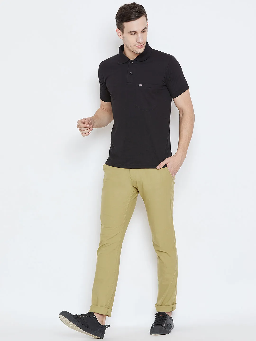 Men Beige Casual Trousers