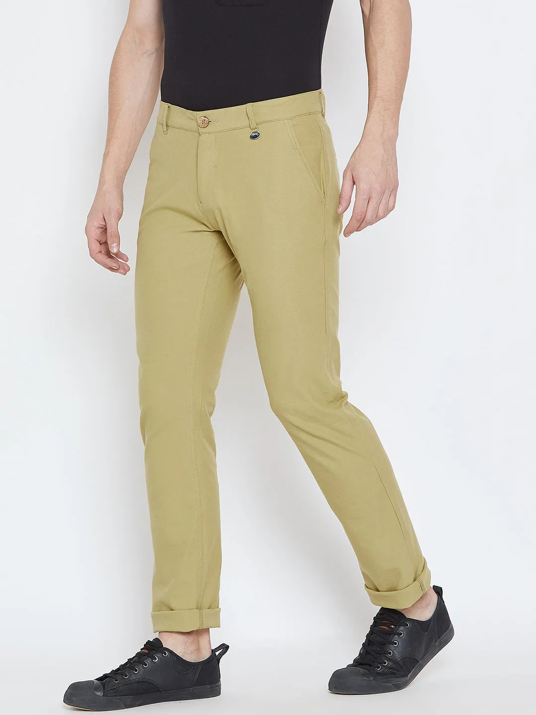 Men Beige Casual Trousers