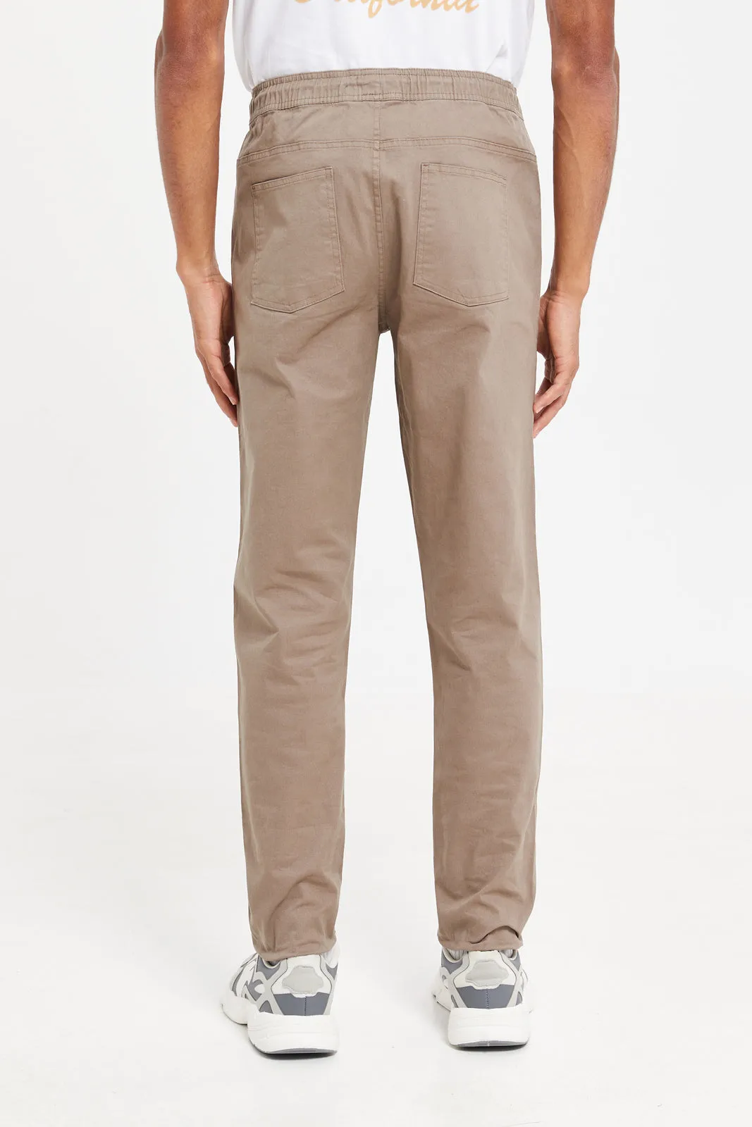 Men Brown Pull-On Trousers