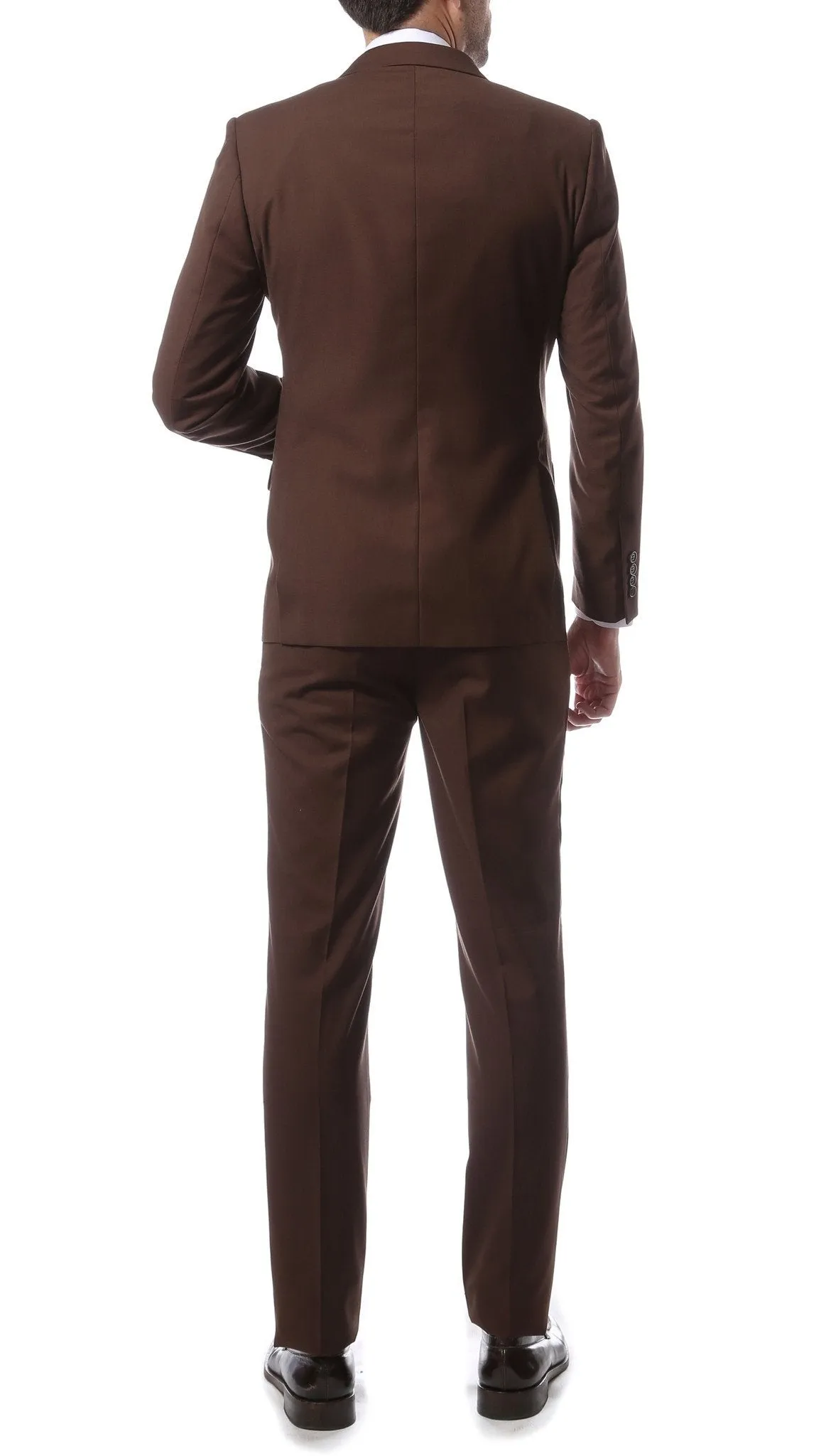 Mens 2 Piece 2 Button Slim Fit Brown Zonettie Suit