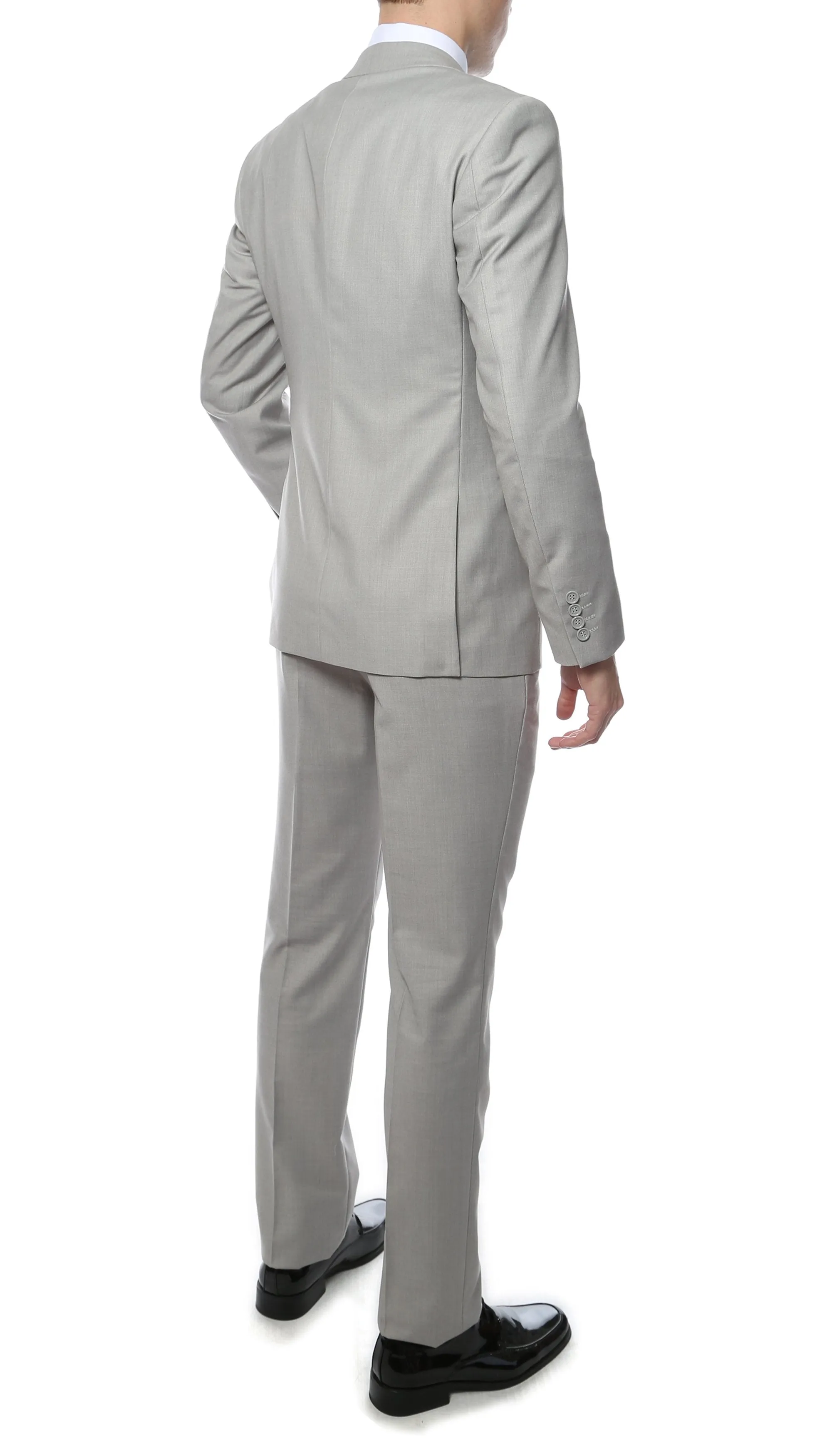 Mens 2 Piece 2 Button Slim Fit Light Grey Zonettie Suit