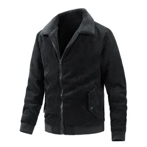 MEN'S AUTUMN/WINTER JACKET WITH THICK VELVET, COLLAR, CORDUROY, DOUBLE SIDED JACKET