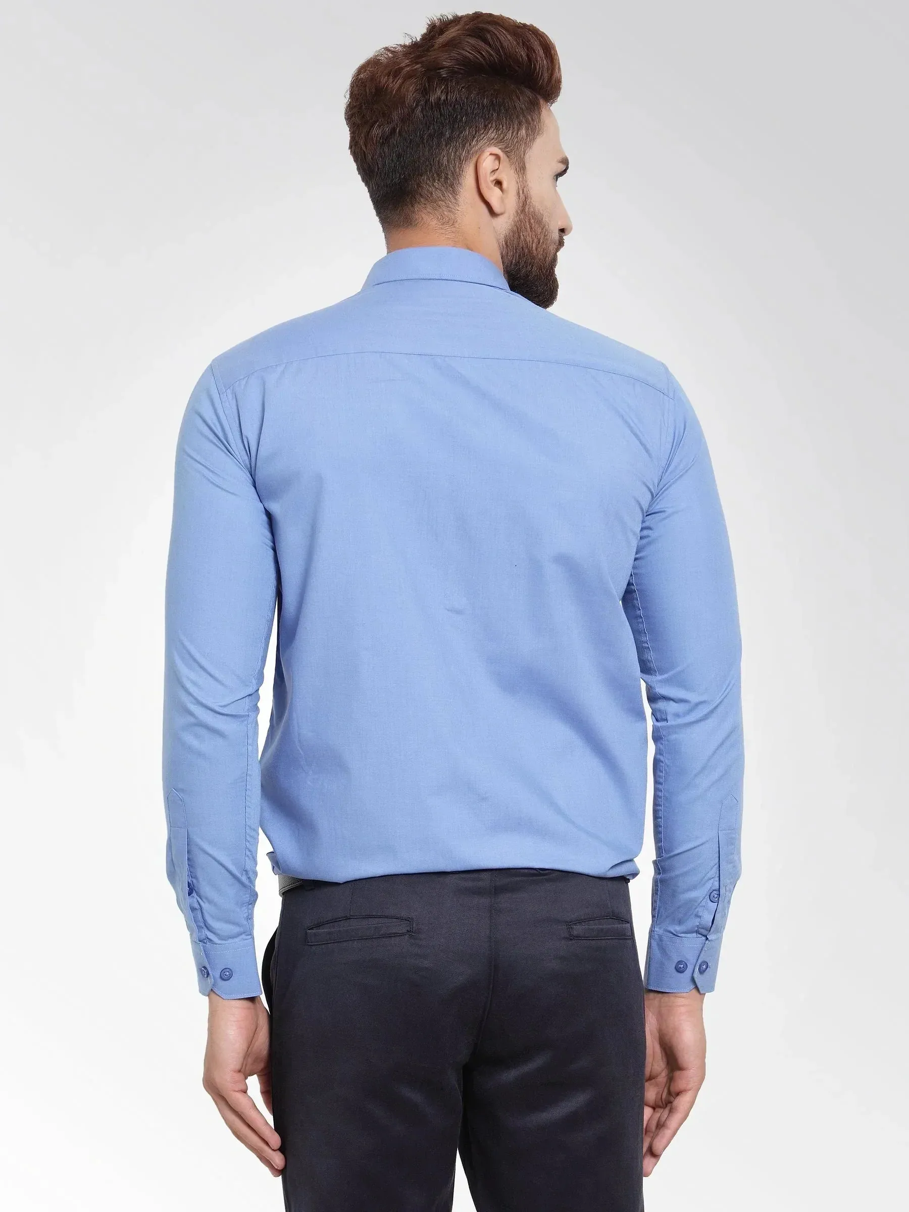 Men's Cotton Solid Light Blue Formal Shirt's - Taantav