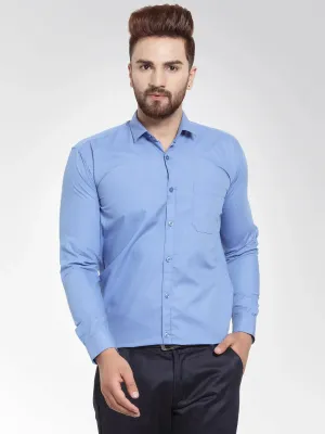 Men's Cotton Solid Light Blue Formal Shirt's - Taantav