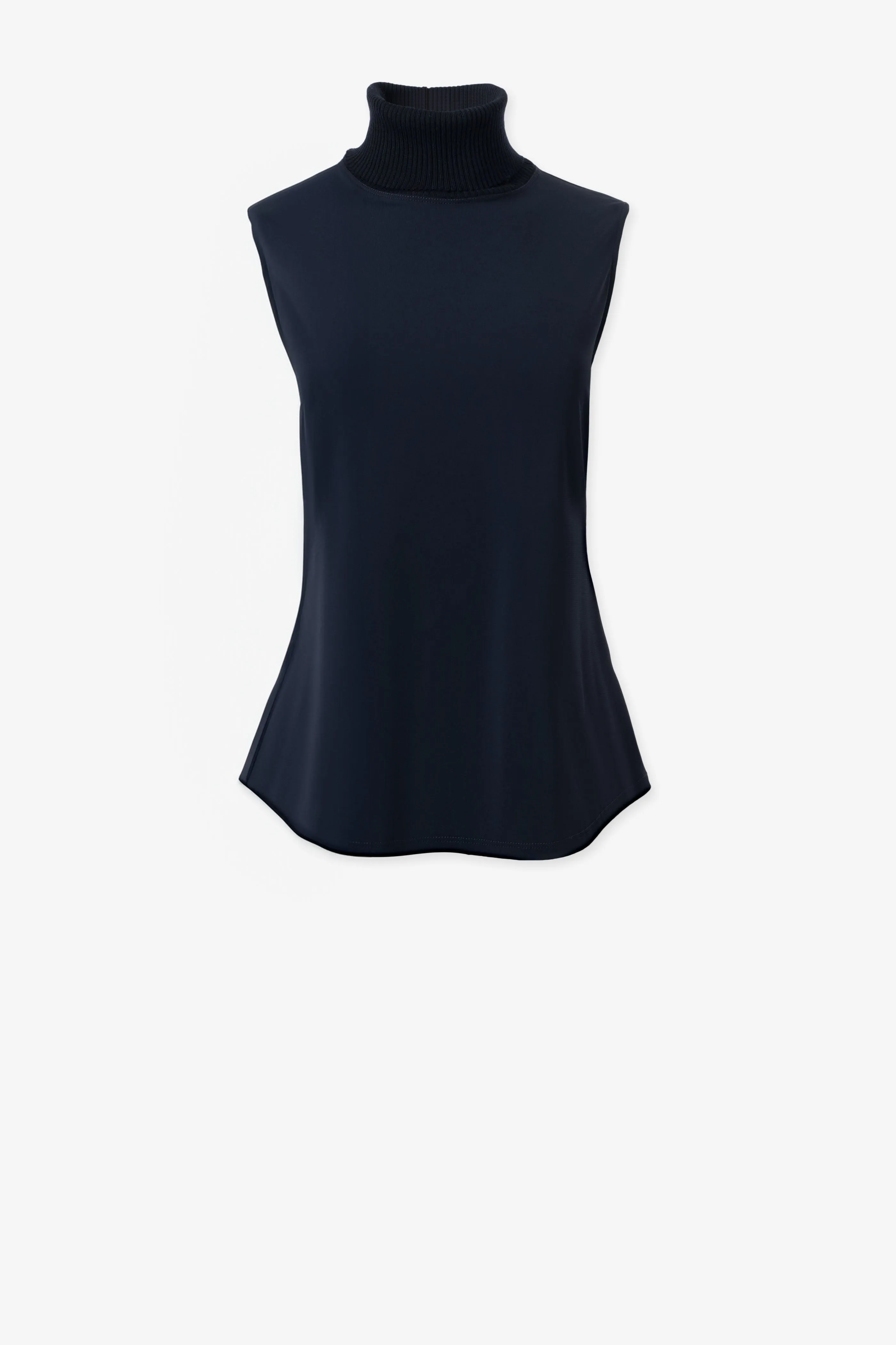 Merino blend sleeveless turtleneck