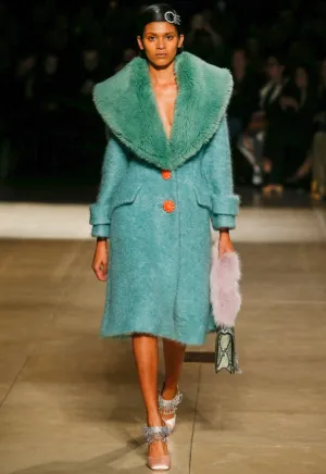 Miu Miu fall '17 detachable collar felted wool coat, mint, 8