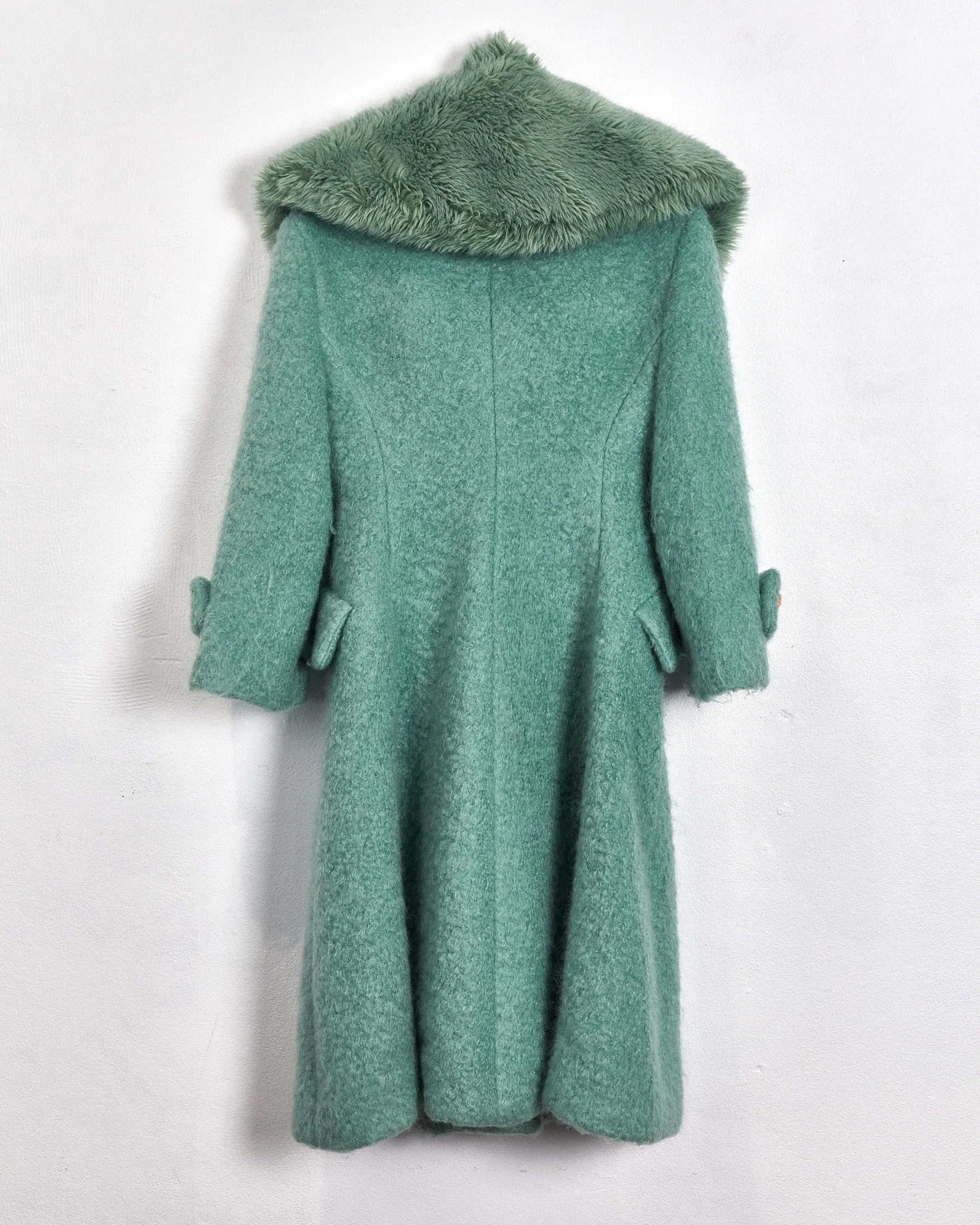 Miu Miu fall '17 detachable collar felted wool coat, mint, 8