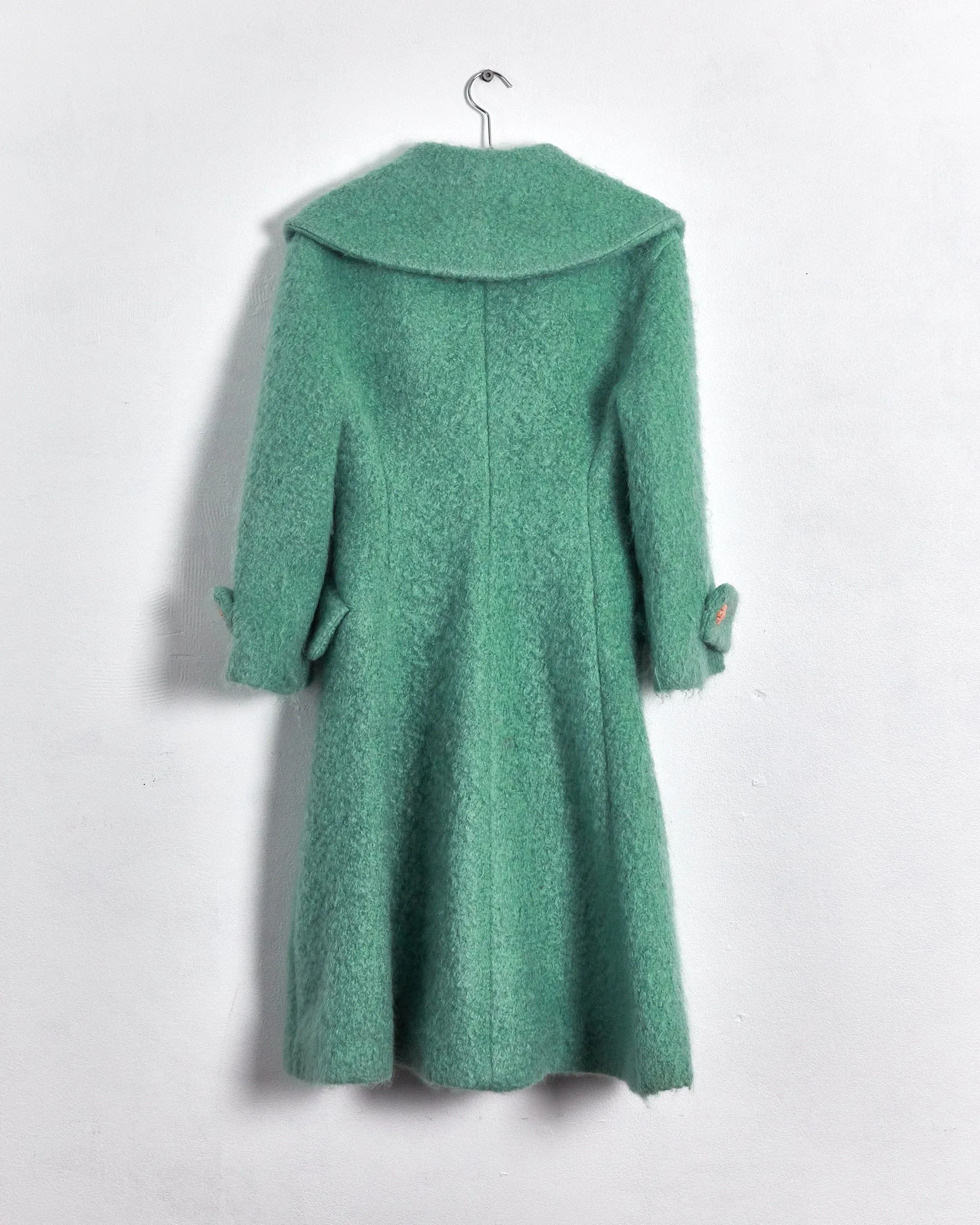 Miu Miu fall '17 detachable collar felted wool coat, mint, 8