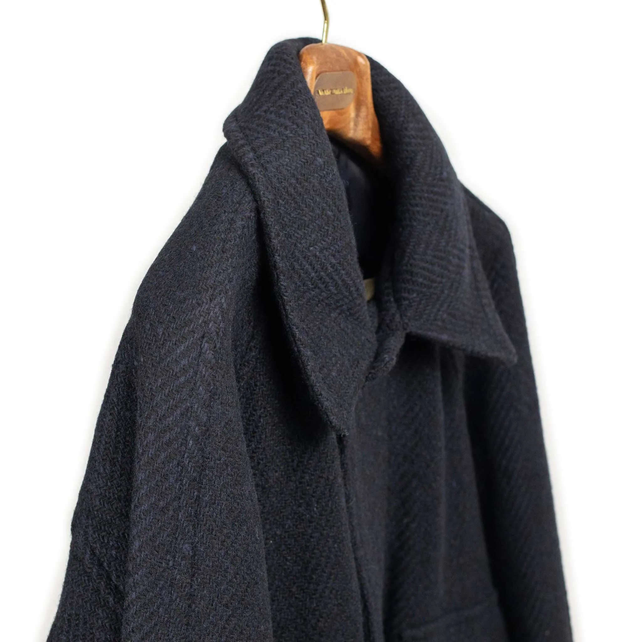 Navy Donegal Tweed Big Pocket Half Coat